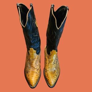 Wild West Boots Mens 11.5 EE Genuine Python Snakeskin Black Leather Western 1815